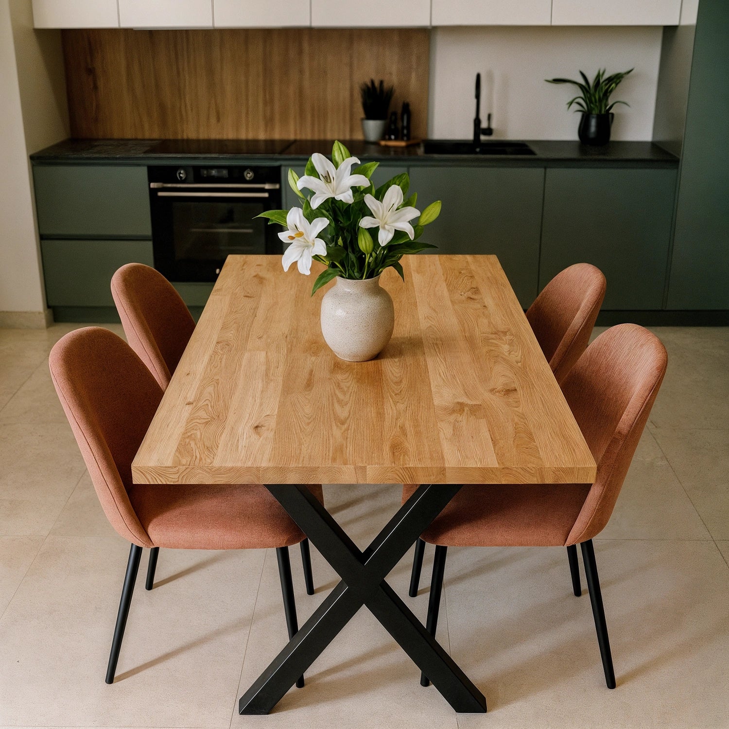 Blat de masa din stejar model clasic - 4 persoane -140x80x4cm