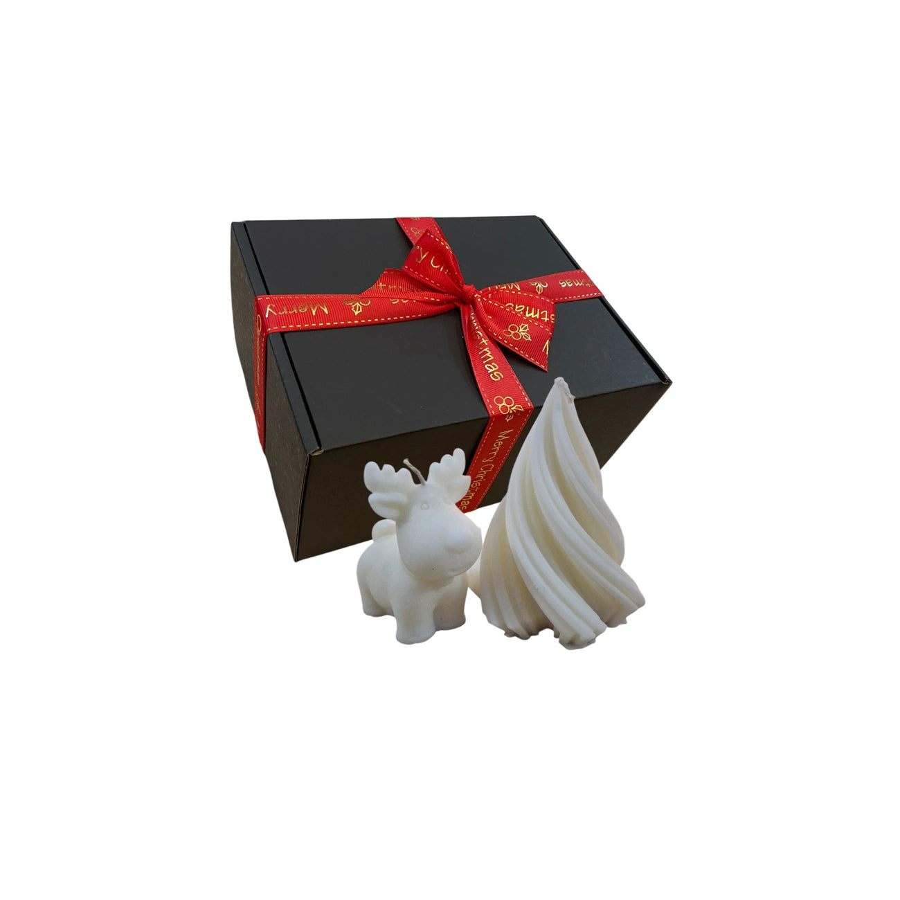 Set Decorativ Craciun din Ceara de Soia – Brad Spiral si Ren