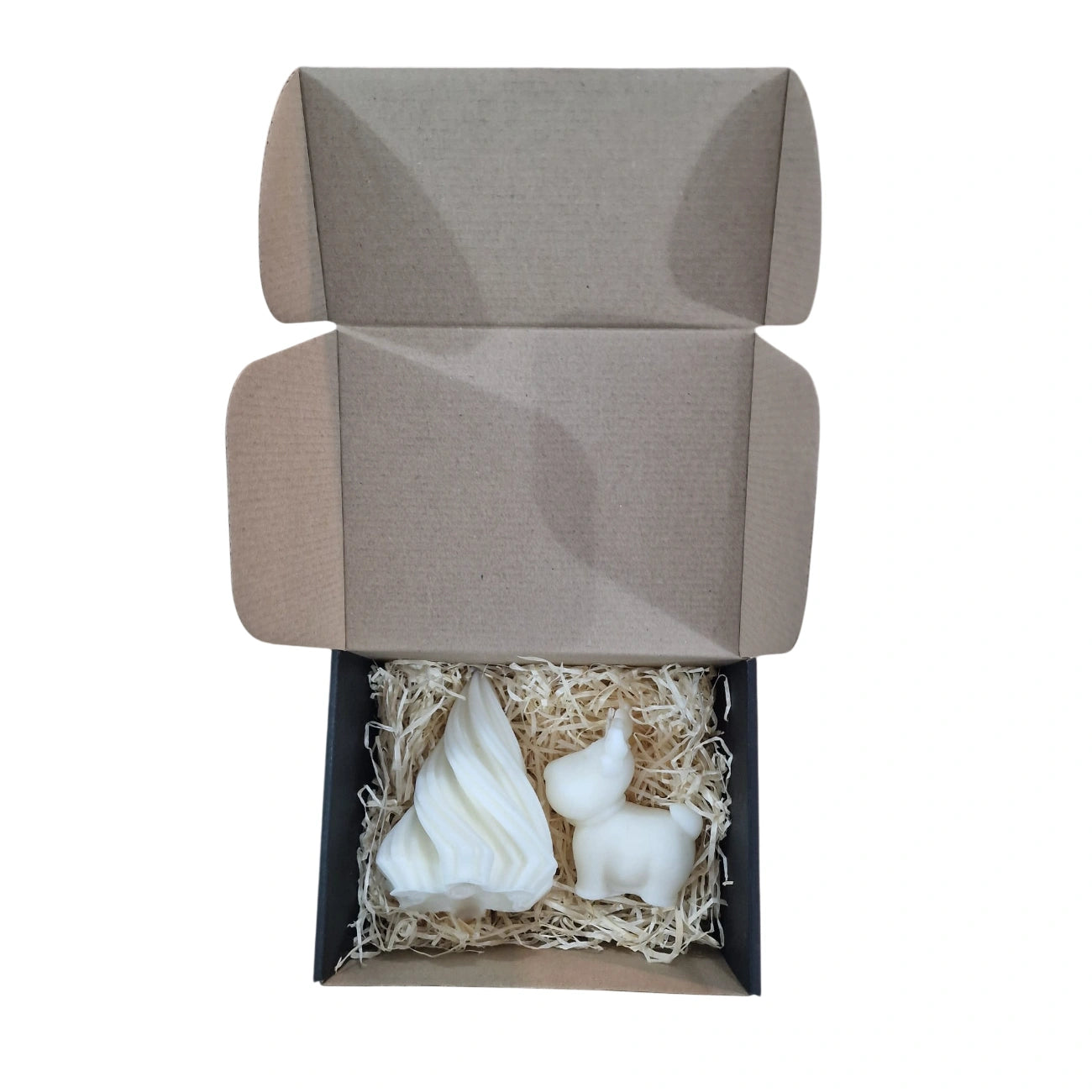 Set Decorativ Craciun din Ceara de Soia – Brad Spiral si Ren