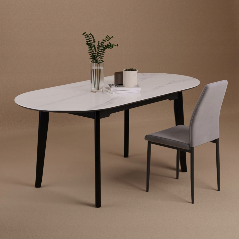 Scaun tapitat din catifea gri, picioare metalice negre, stil Glamour, pentru living/birou, 92 cm