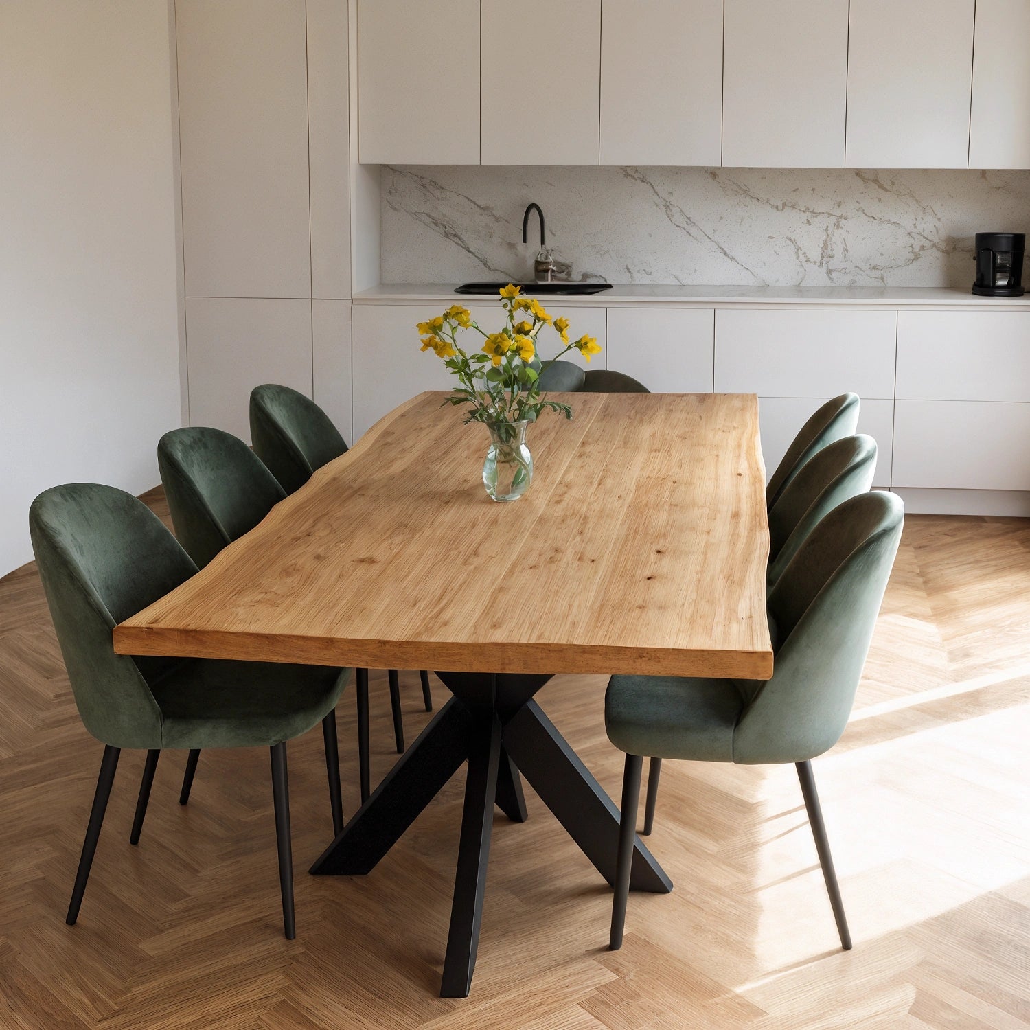 Blat drewniany z litego dębu – model rustykalny 160×80×4 cm (6 osób) | Reelken