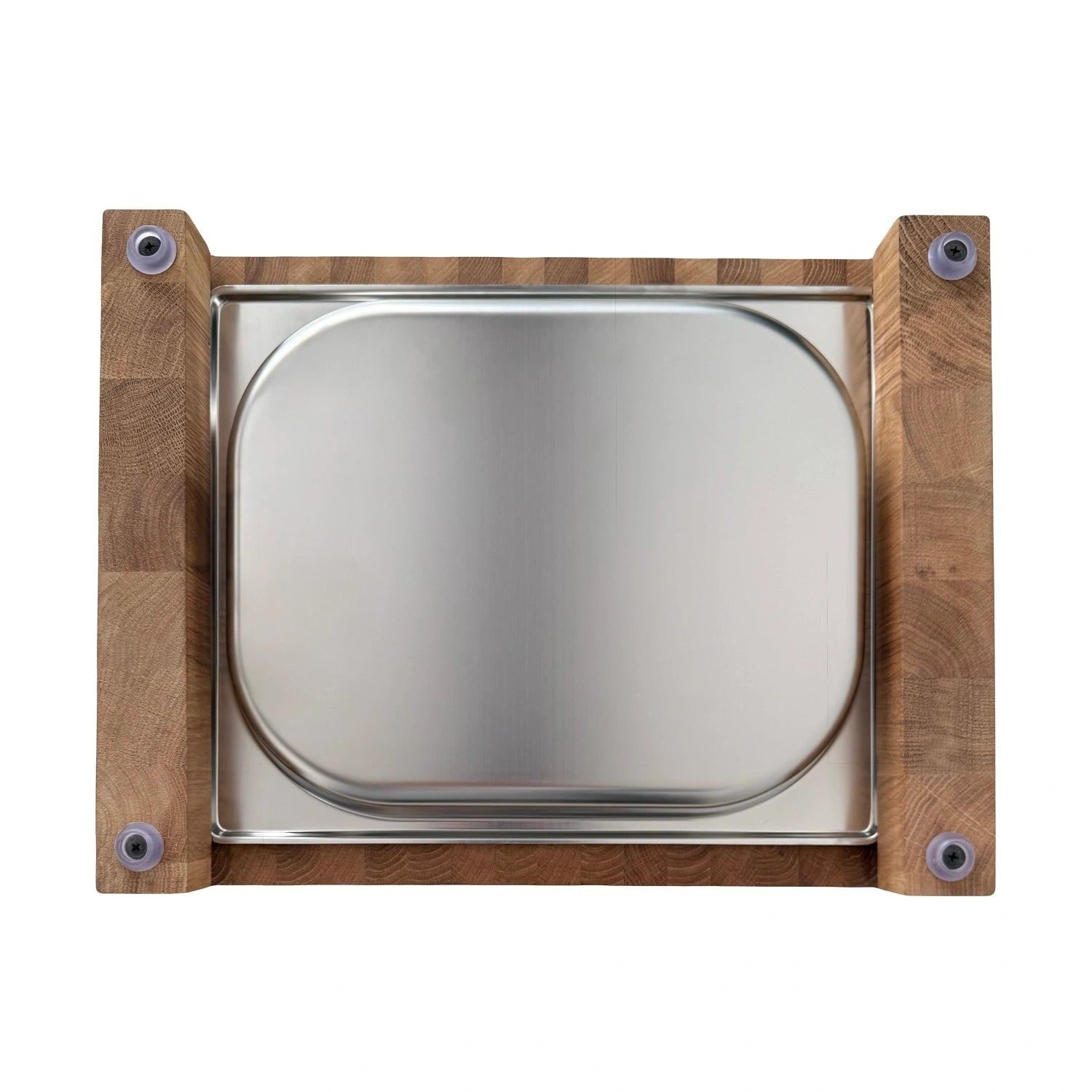 Tocator din lemn de stejar cu tava gastro din inox