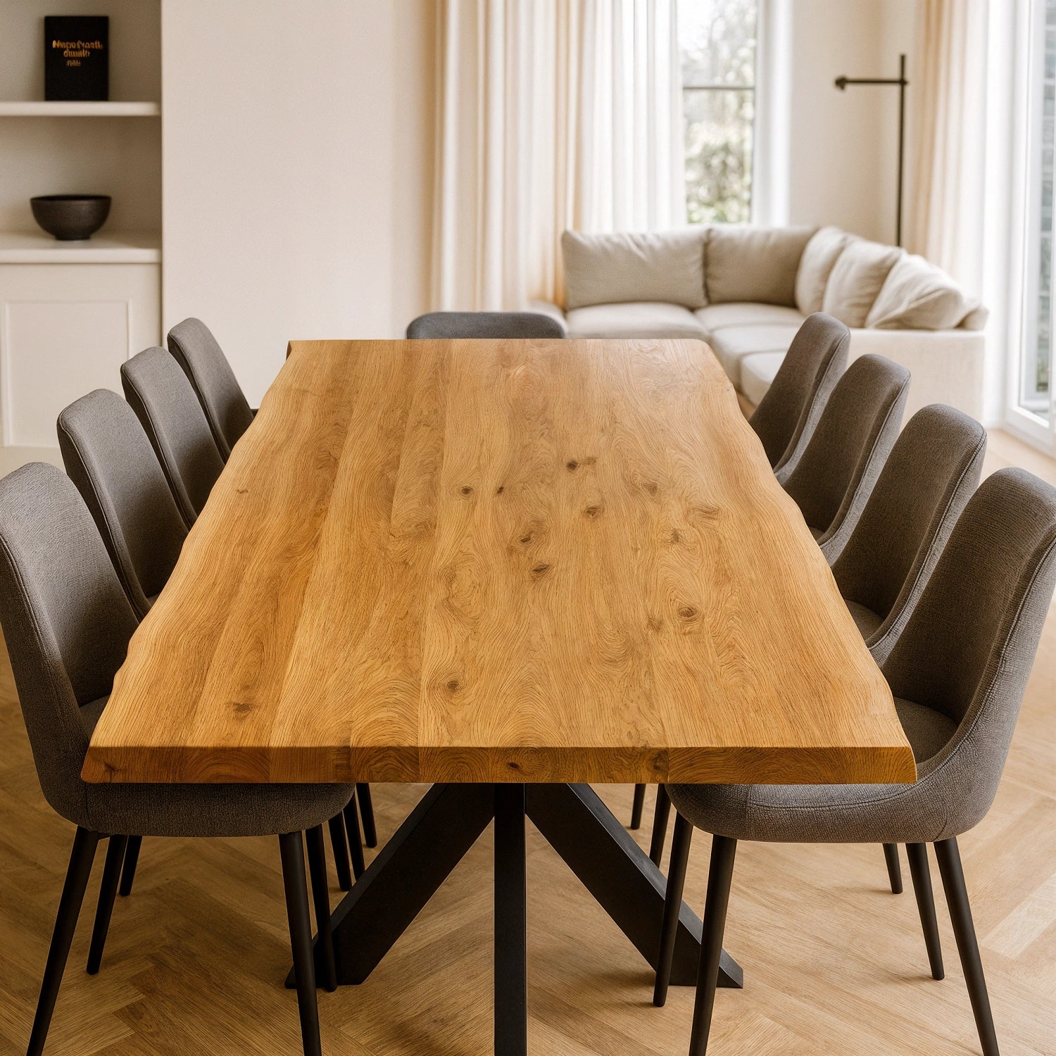 Stół drewniany z litego dębu 220×100 cm – Stół do jadalni dla 10 osób | Reelken