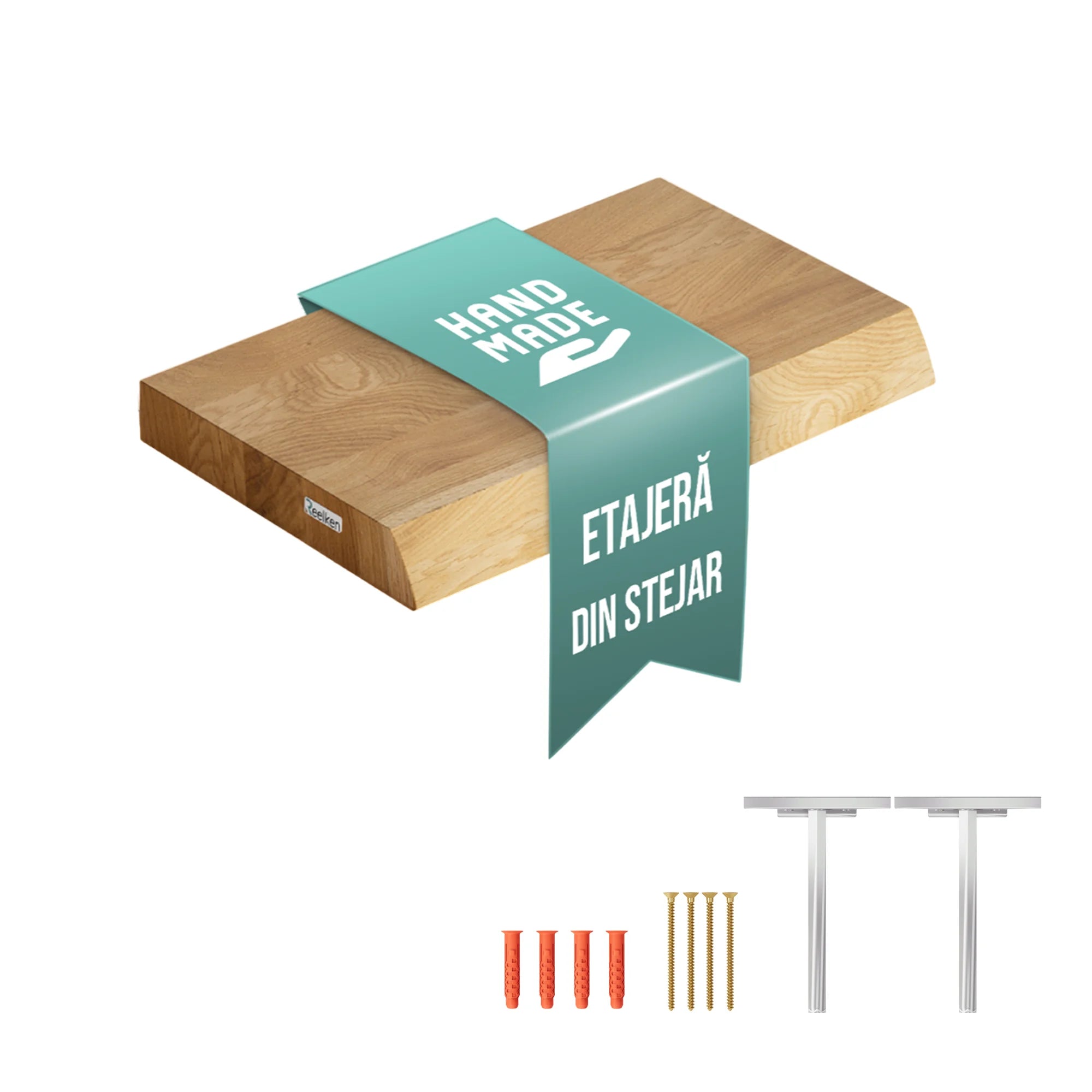 Regal aus massivem Eichenholz – natürliche Kanten, 40 x 22 x 4 cm