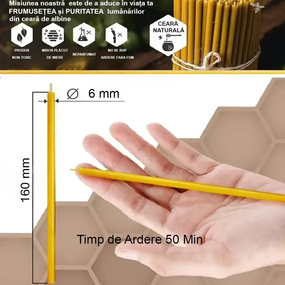 Bougies en cire naturelle - 160x6mm