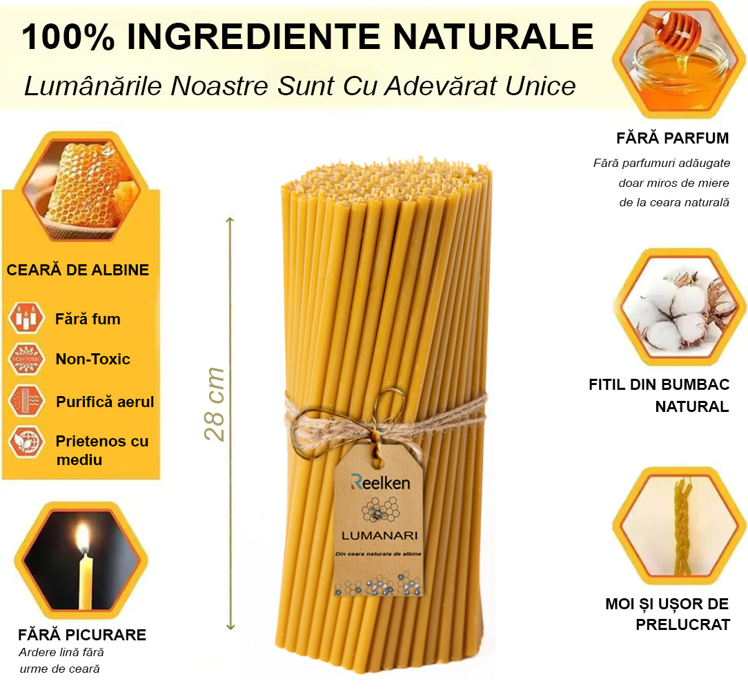 Candele in cera naturale - 280x8mm - per Pasqua