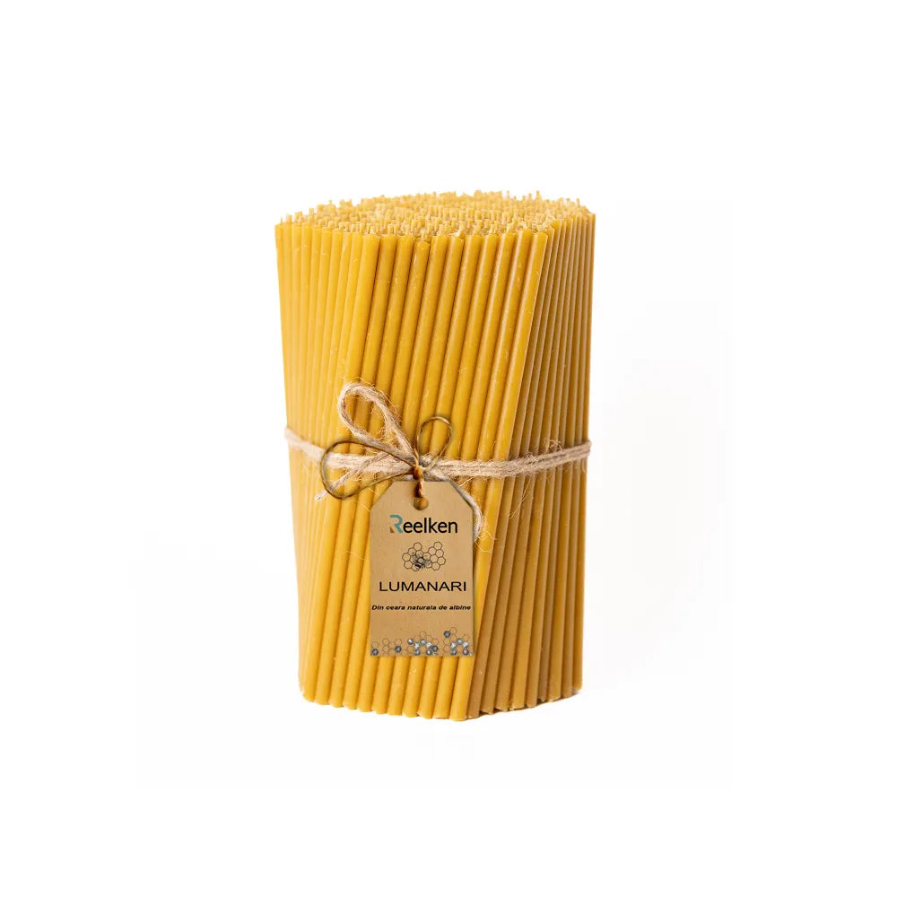 Bougies en cire d'abeille naturelle - 200 x 8 mm
