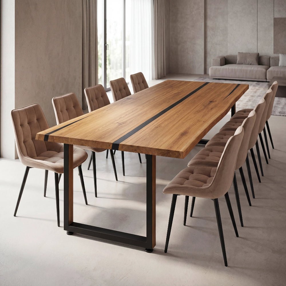 Masa din stejar cu rasina – model rustic pentru 10 persoane – 220x100x4 cm - Reelken