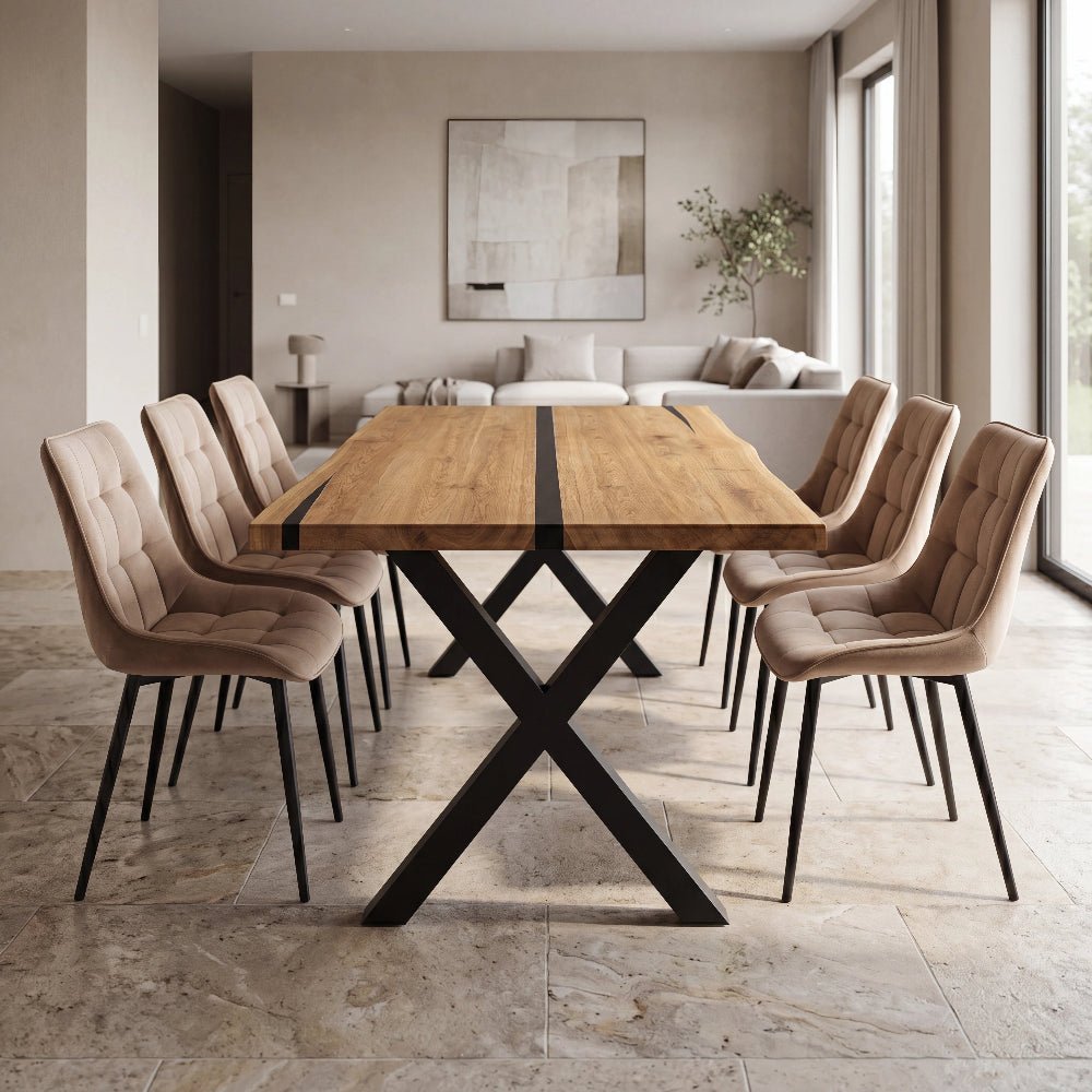 Masa din stejar cu rasina – model rustic pentru 6 persoane - 160x80x4cm - Reelken
