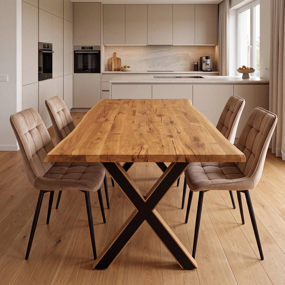 Masa din stejar model rustic - 4 persoane -140x80x4 - Reelken