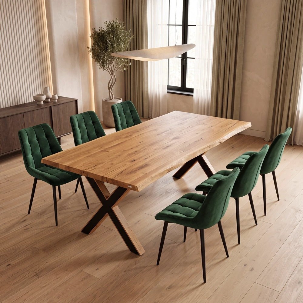Masa din stejar model rustic - 6 persoane -160x80x4 - Reelken
