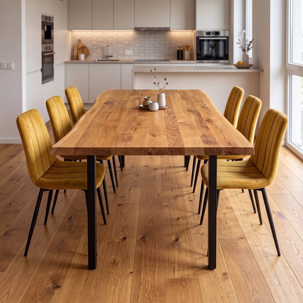 Masa din stejar model rustic - 6 persoane -160x80x4 - Reelken