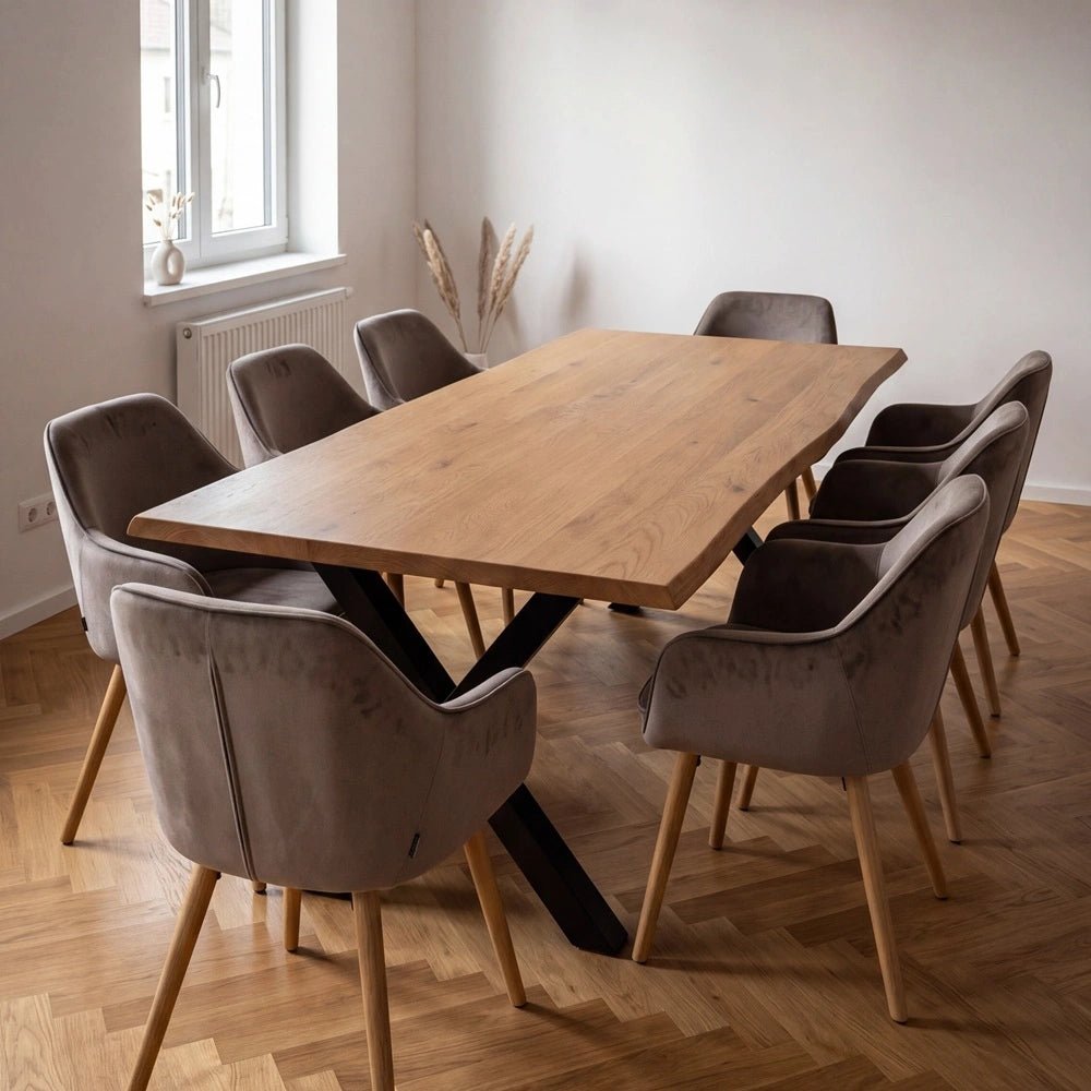 Masa din stejar model rustic - 6 persoane -160x80x4 - Reelken