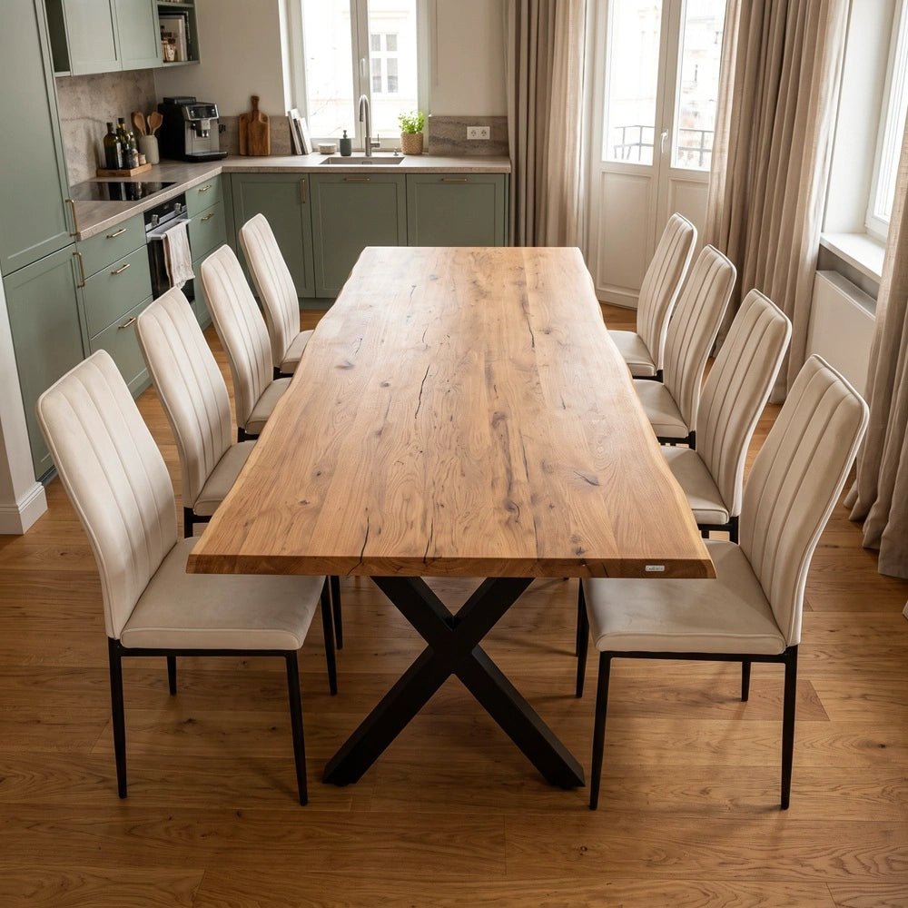 Masa din stejar model rustic - 8 persoane -200x100x4cm - Reelken