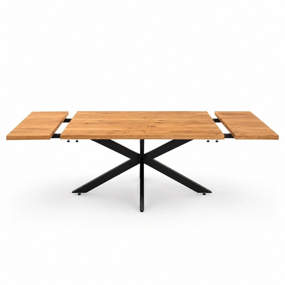 Masa extensibila din lemn masiv de stejar 120 x 70 x 4 cm, extensibila pana la 180 x 70 x 4 cm