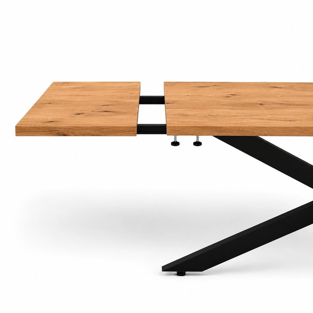 Masa extensibila din lemn masiv de stejar 180 x 85 x 4 cm, extensibila pana la 260 x 85 x 4 cm