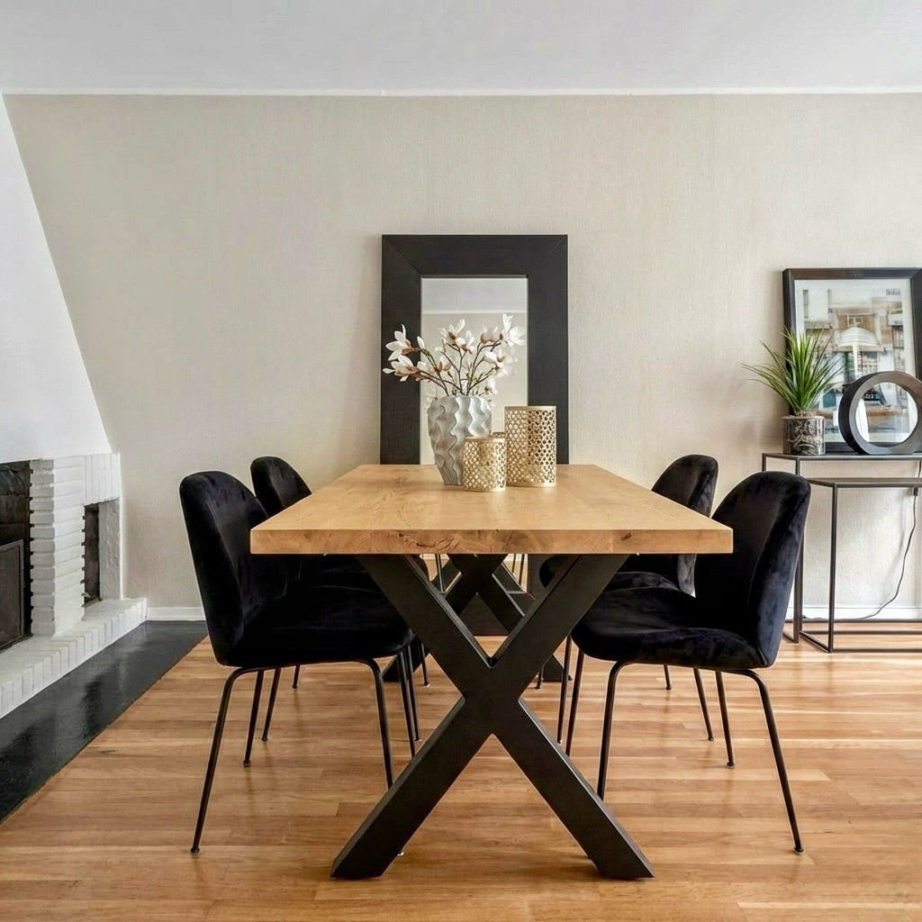 Stół drewniany z litego dębu 160×80 cm – Klasyczny stół do jadalni dla 6 osób | Reelken