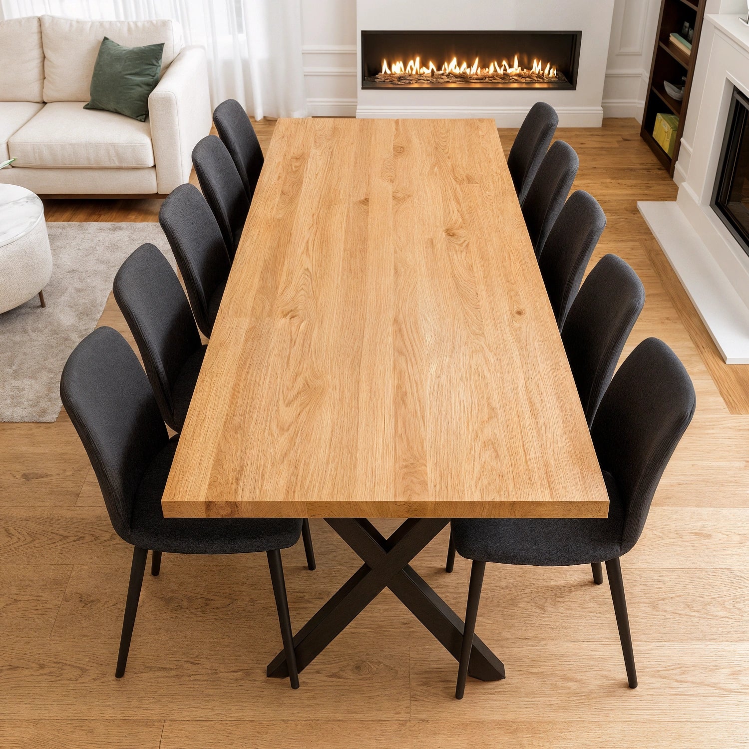 Blat de masa din stejar model clasic - 10 persoane -240x100x4cm