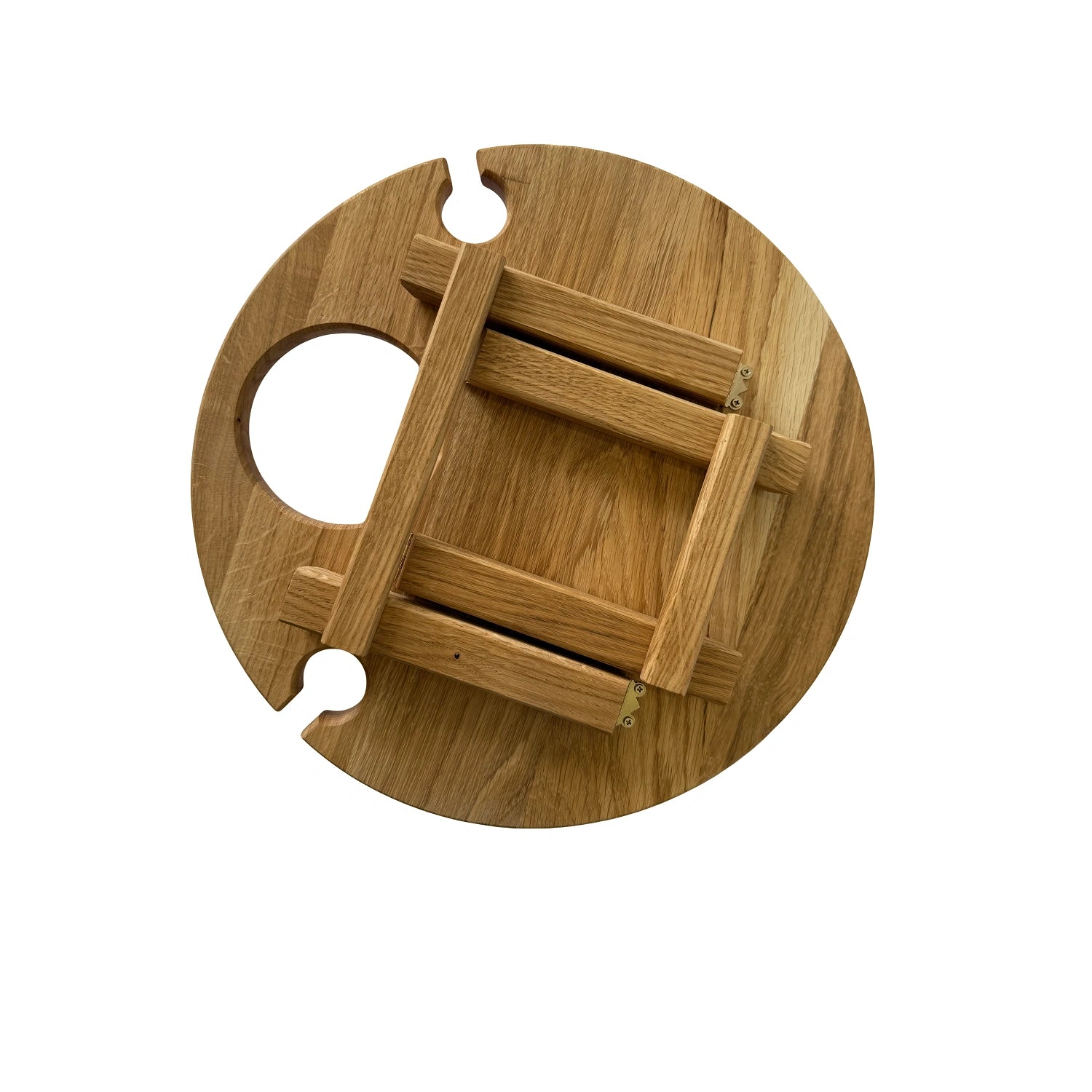 Platou servire rotund din lemn de stejar 35 cm cu picioare – ideal pentru picnic și mese festive