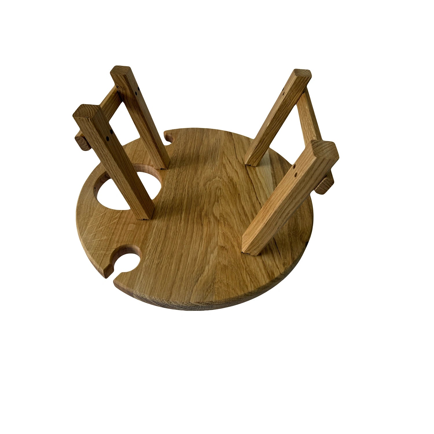 Platou servire rotund din lemn de stejar 35 cm cu picioare – ideal pentru picnic și mese festive