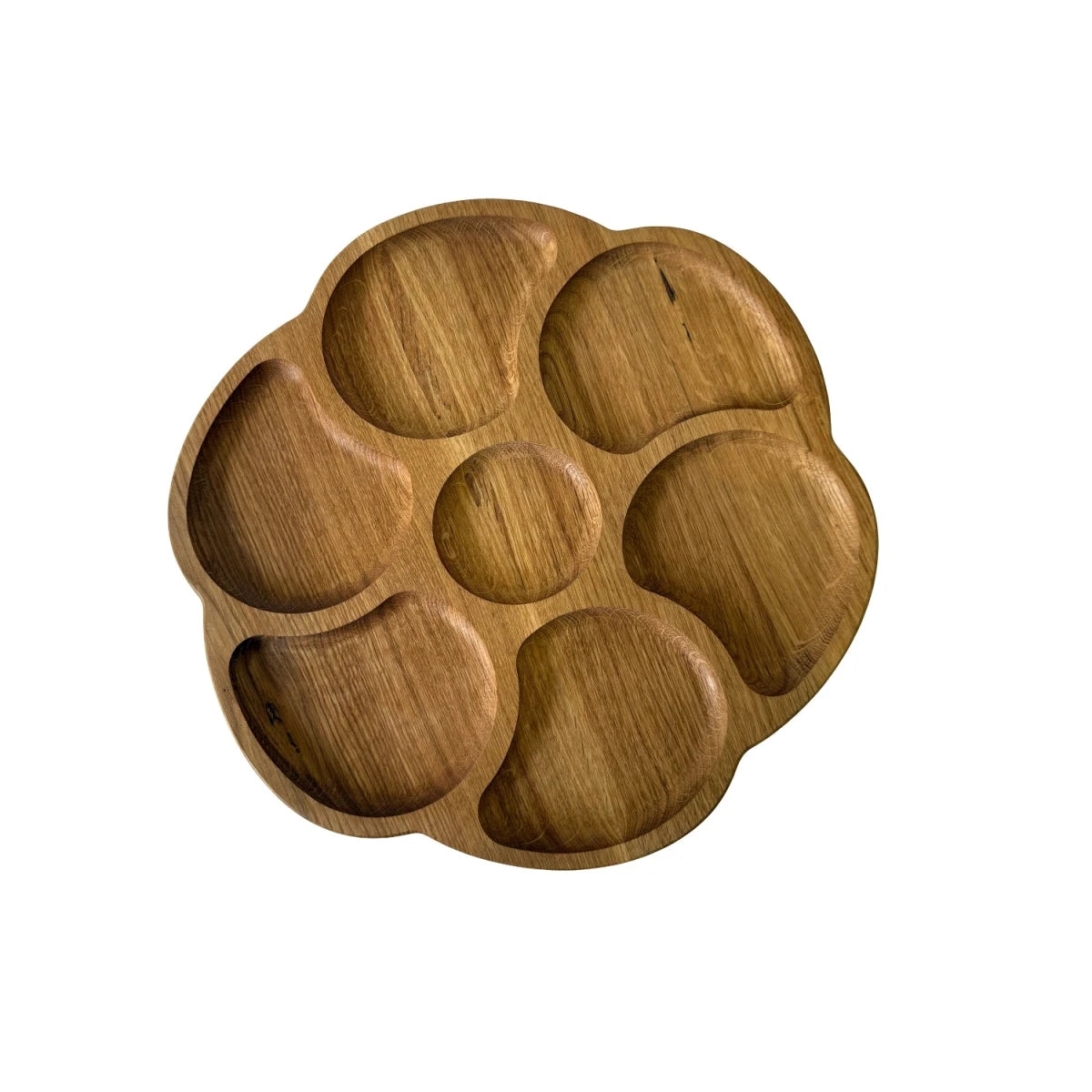 Platou cu 7 compartimente pentru servire branzeturi si gustari – din lemn de stejar 35 cm - Reelken