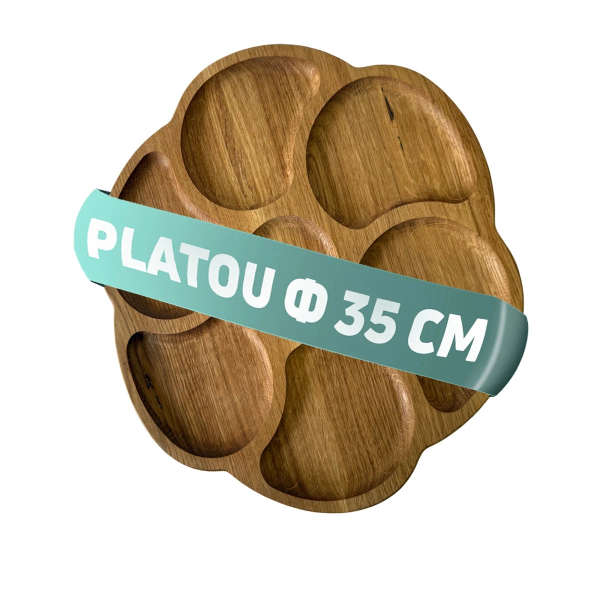 Platou cu 7 compartimente pentru servire branzeturi si gustari – din lemn de stejar 35 cm - Reelken