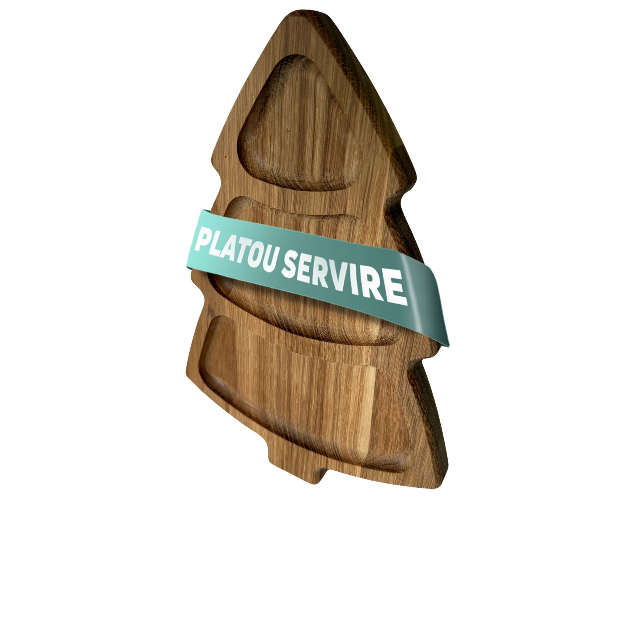 Platou din lemn de stejar pentru servire branzeturi si aperitive – design unic in forma de bradut