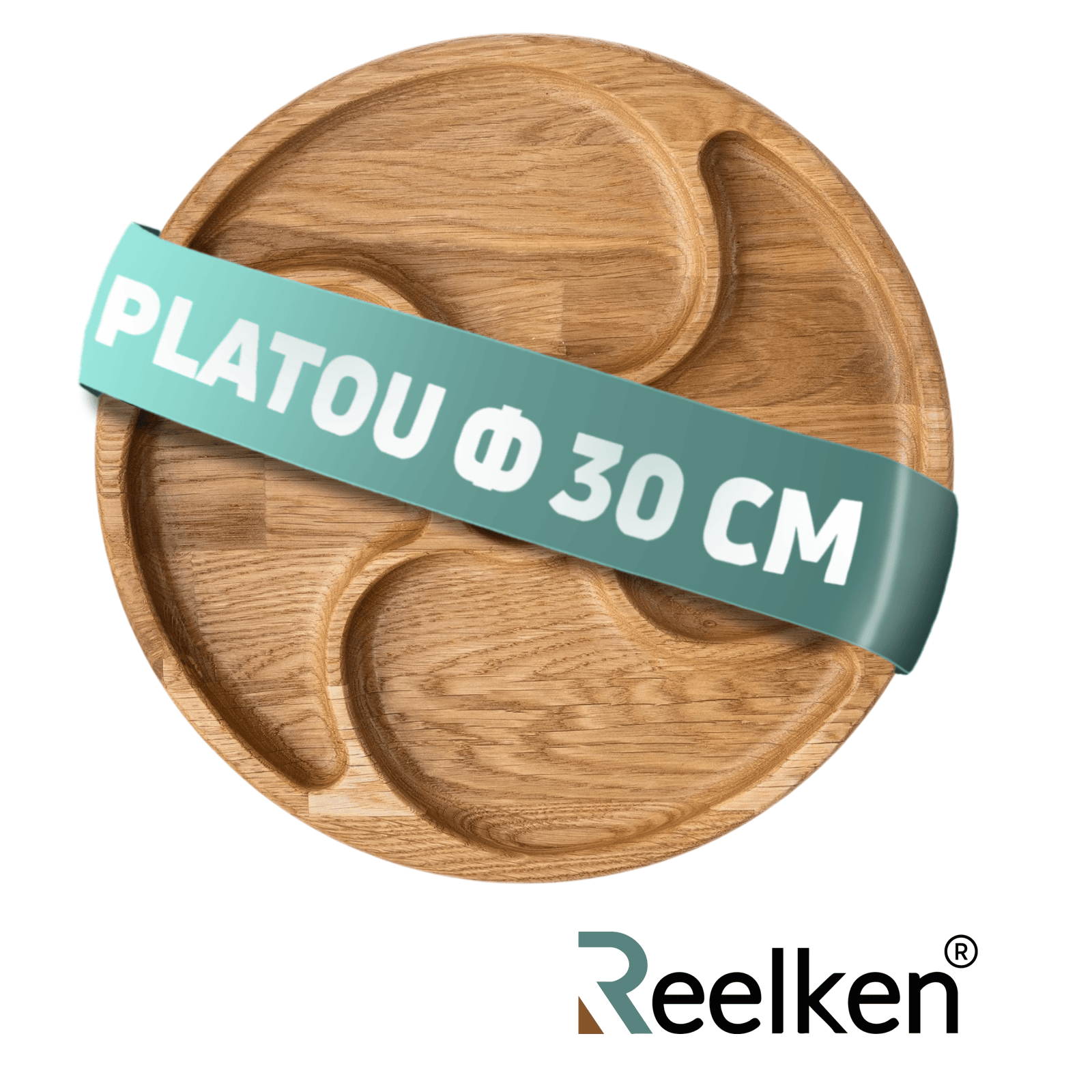Platou pentru servire din lemn cu diametrul de 30 cm
