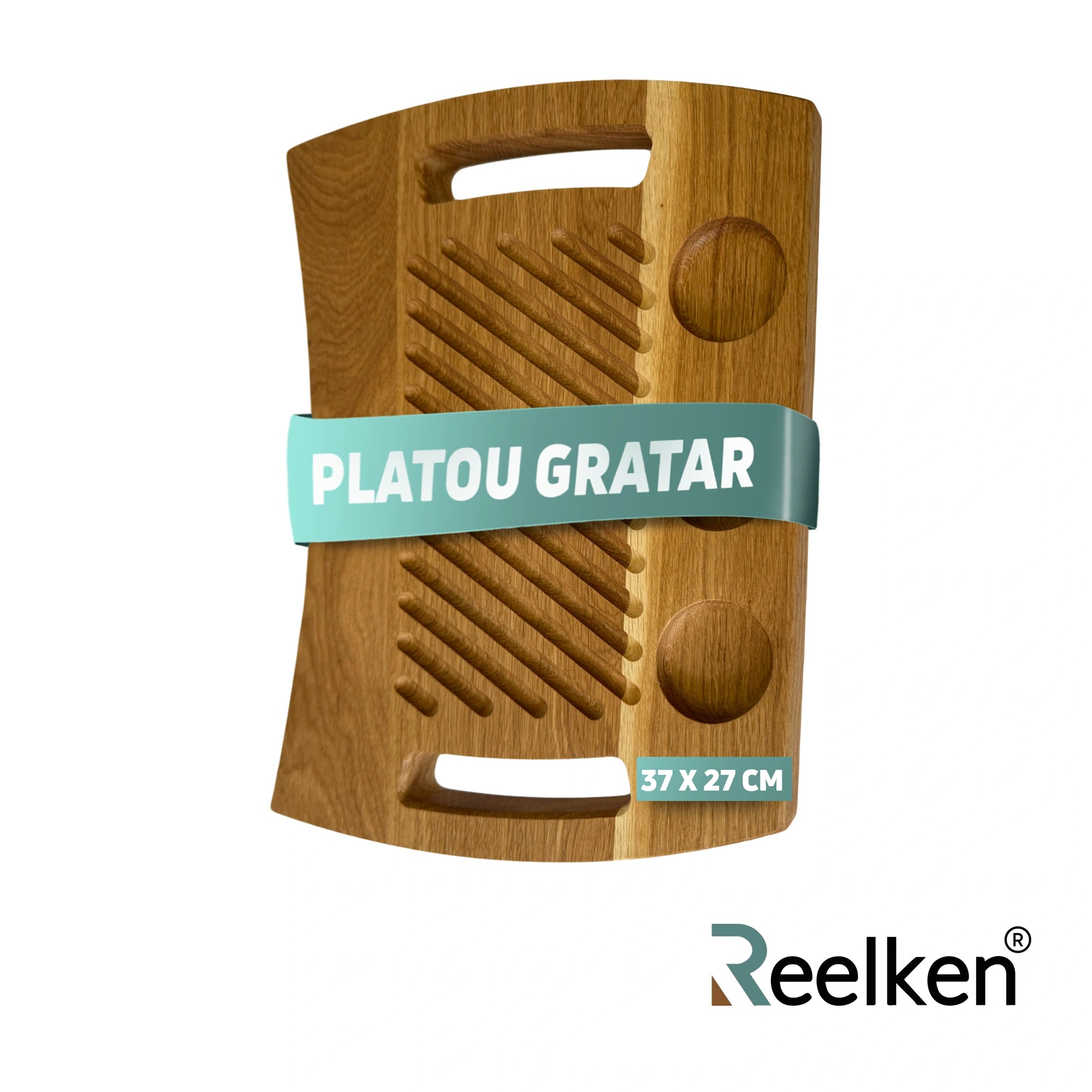 Suport din lemn de stejar pentru servire fripturi si gratar – platou rustic 37x27 cm