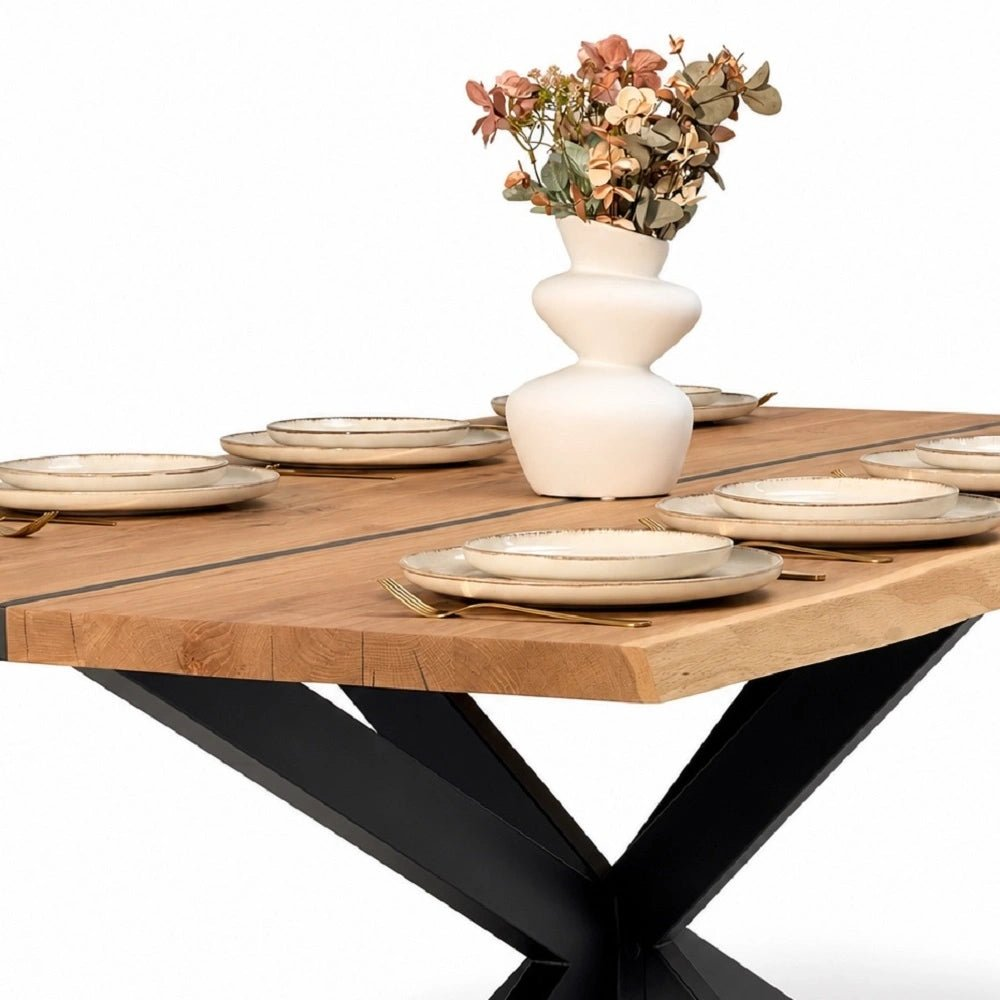 Masa din stejar cu rasina – model rustic pentru 14 persoane - 300x100x4cm