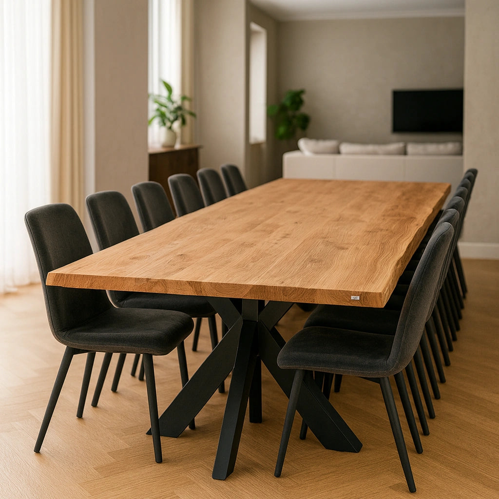 Blat de masa din stejar masiv model rustic -300x100x4cm