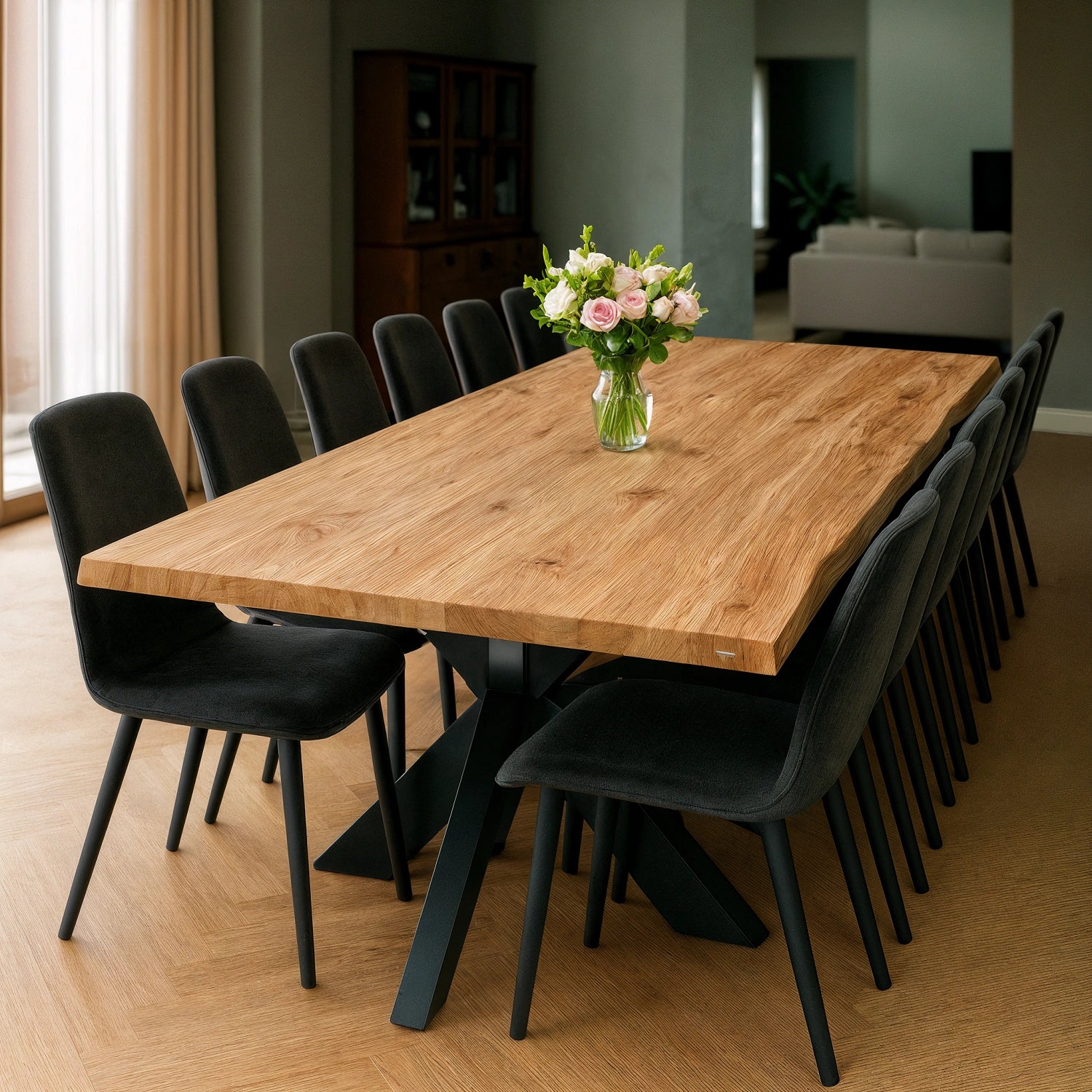 Blat de masa din stejar masiv model rustic -300x100x4cm