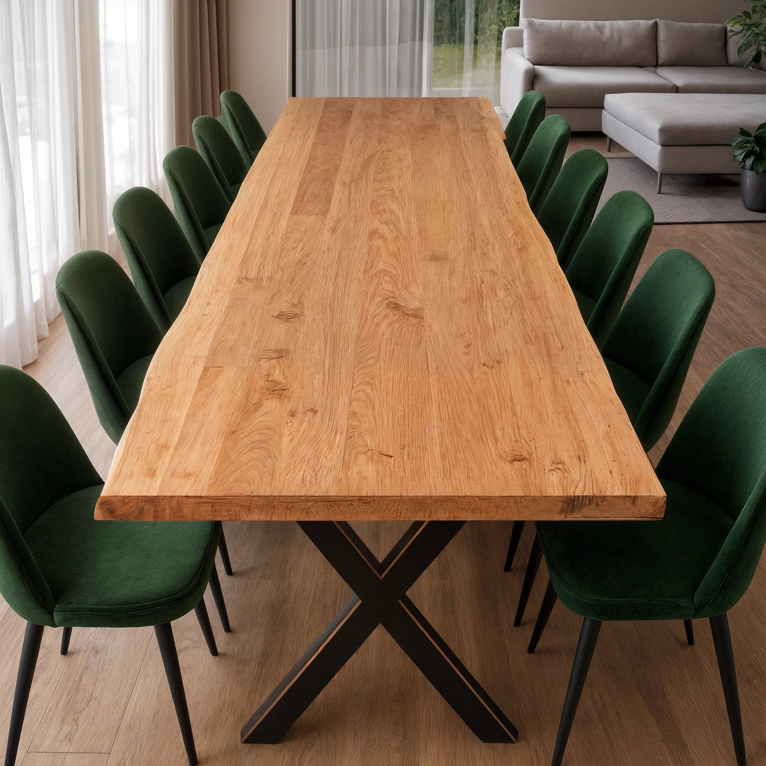 Stół drewniany z litego dębu 260×100 cm – Rustykalny stół do jadalni dla 12 osób | Reelken