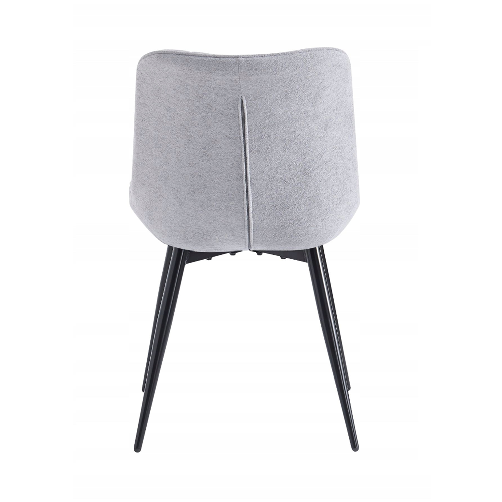Scaun tapitat tip fotoliu, catifea gri, picioare metalice negre, confortabil pentru living si dining, 83 cm