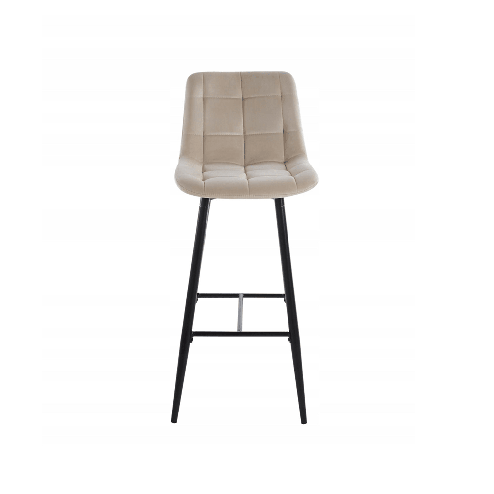 Scaun de bar, tapițerie catifea bej, cadru metalic negru, stil loft, 109 cm - Reelken