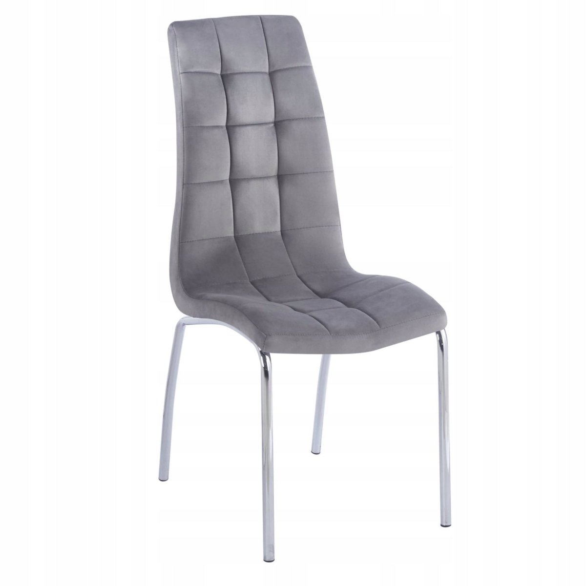 Scaun de dining, velur gri Riviera 91, picioare cromate, 42x41x102 cm, înălțime șezut 48 cm - Reelken