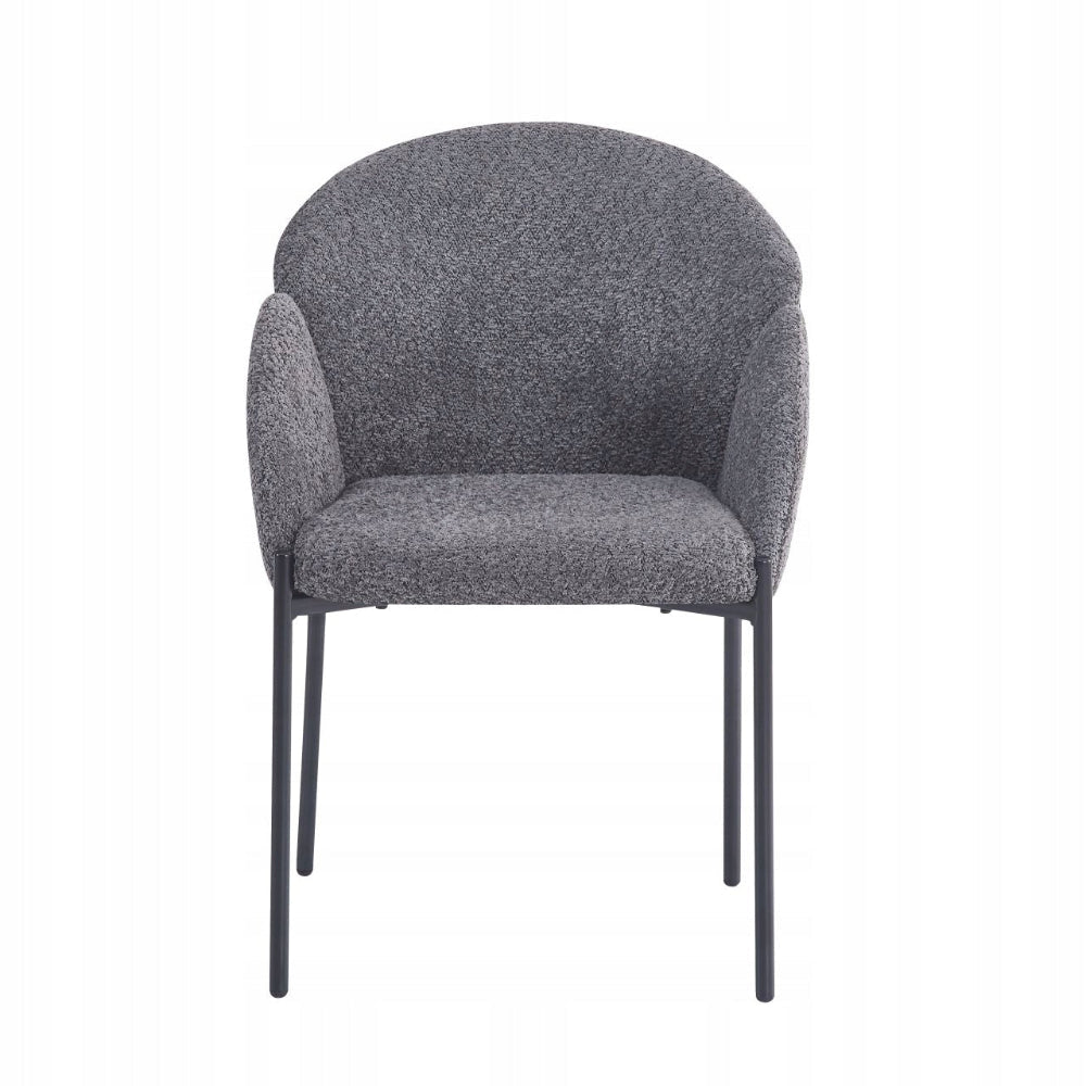 Scaun scandinav tapitat, tesatura „baranel” gri, picioare metalice negre, 61x55x89,5 cm - Reelken