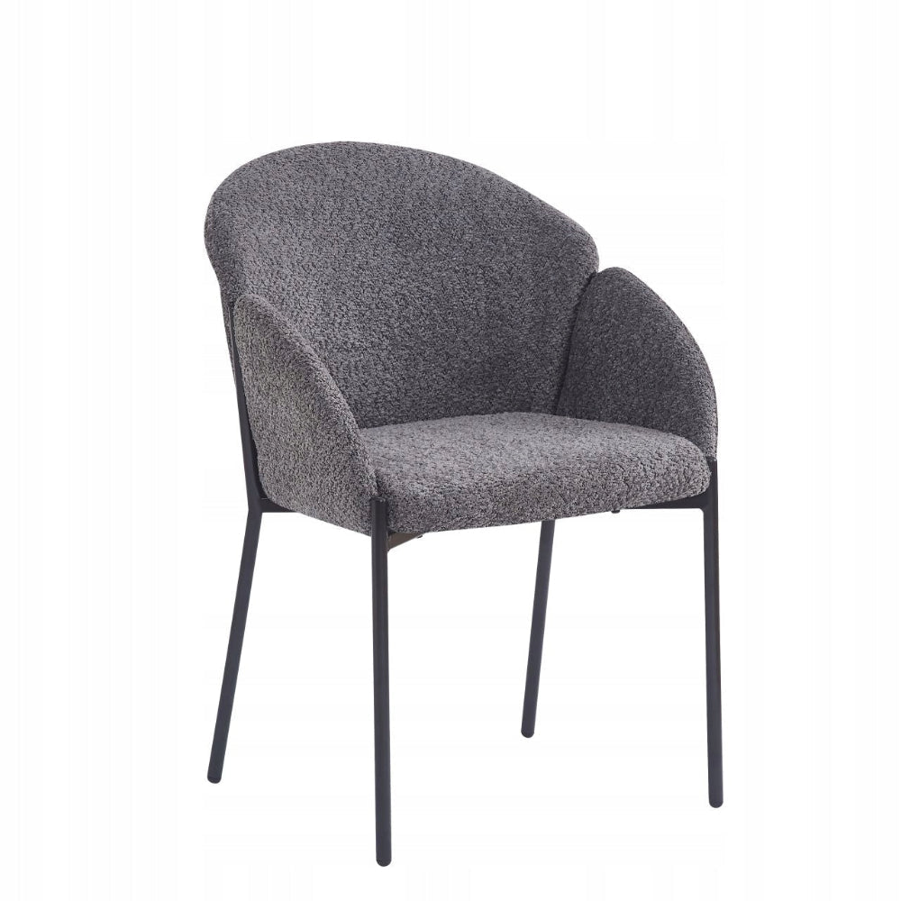 Scaun scandinav tapitat, tesatura „baranel” gri, picioare metalice negre, 61x55x89,5 cm - Reelken