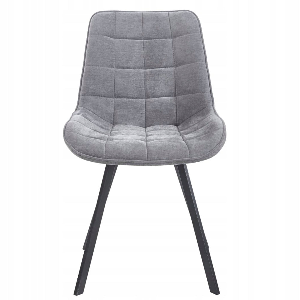 Scaun tapitat, catifea gri matlasata, stil loft/modern glamour, picioare metalice negre mate - Reelken