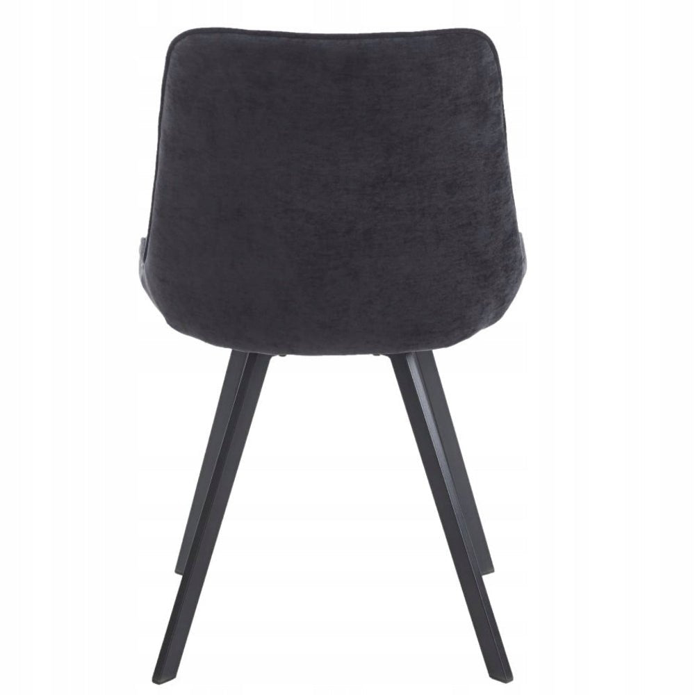 Scaun tapitat, catifea neagra matlasata, stil loft/modern glamour, picioare metalice negre mate - Reelken