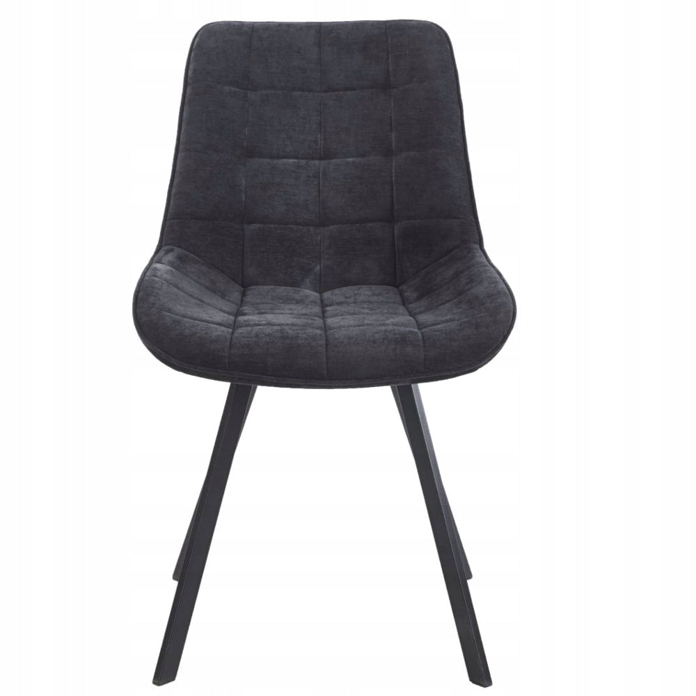 Scaun tapitat, catifea neagra matlasata, stil loft/modern glamour, picioare metalice negre mate - Reelken
