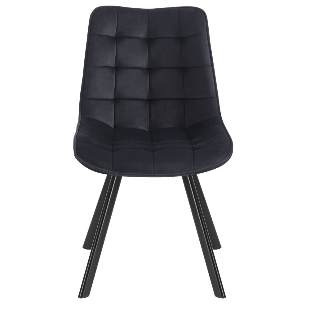 Scaun tapitat din catifea, culoare negru, picioare metalice negre, stil loft, pentru living si dining, 89 cm - Reelken