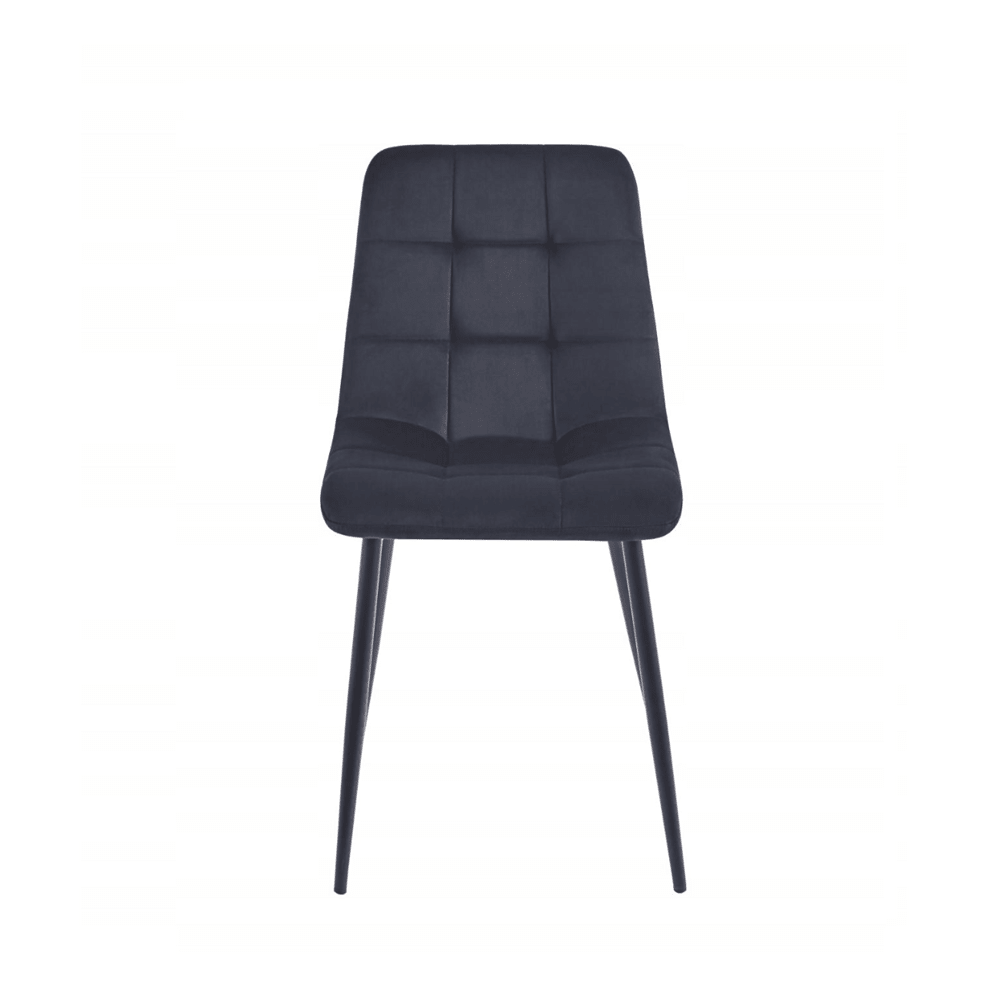 Scaun tapitat din catifea negru, spatar matlasat, picioare metalice negre, pentru dining/birou, 87 cm - Reelken