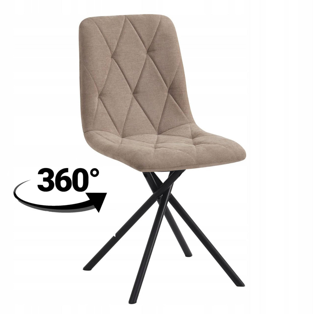 Scaun tapitat rotativ 360°, tesatura cappucino, picioare metalice tip cruce, pentru living si dining, 88 cm - Reelken