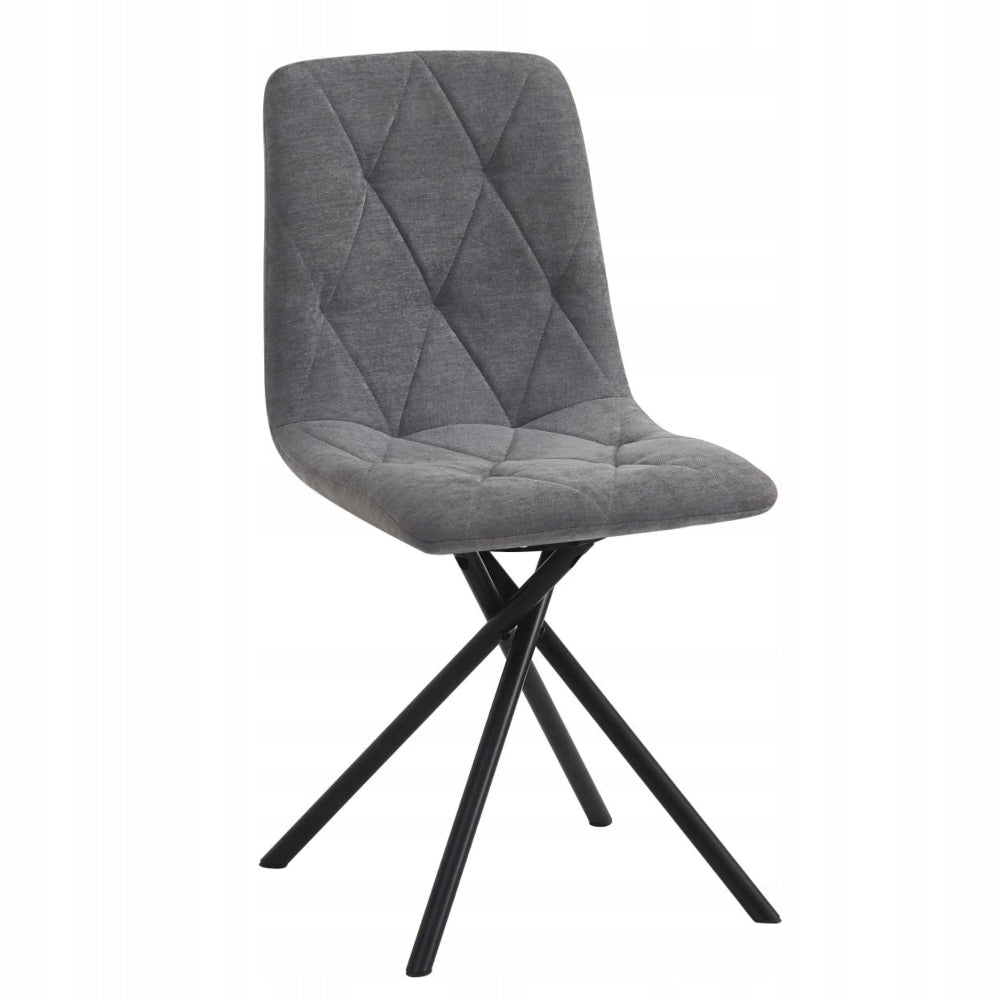 Scaun tapitat rotativ 360°, tesatura gri antracit, picioare metalice tip cruce, pentru living si dining, 88 cm - Reelken