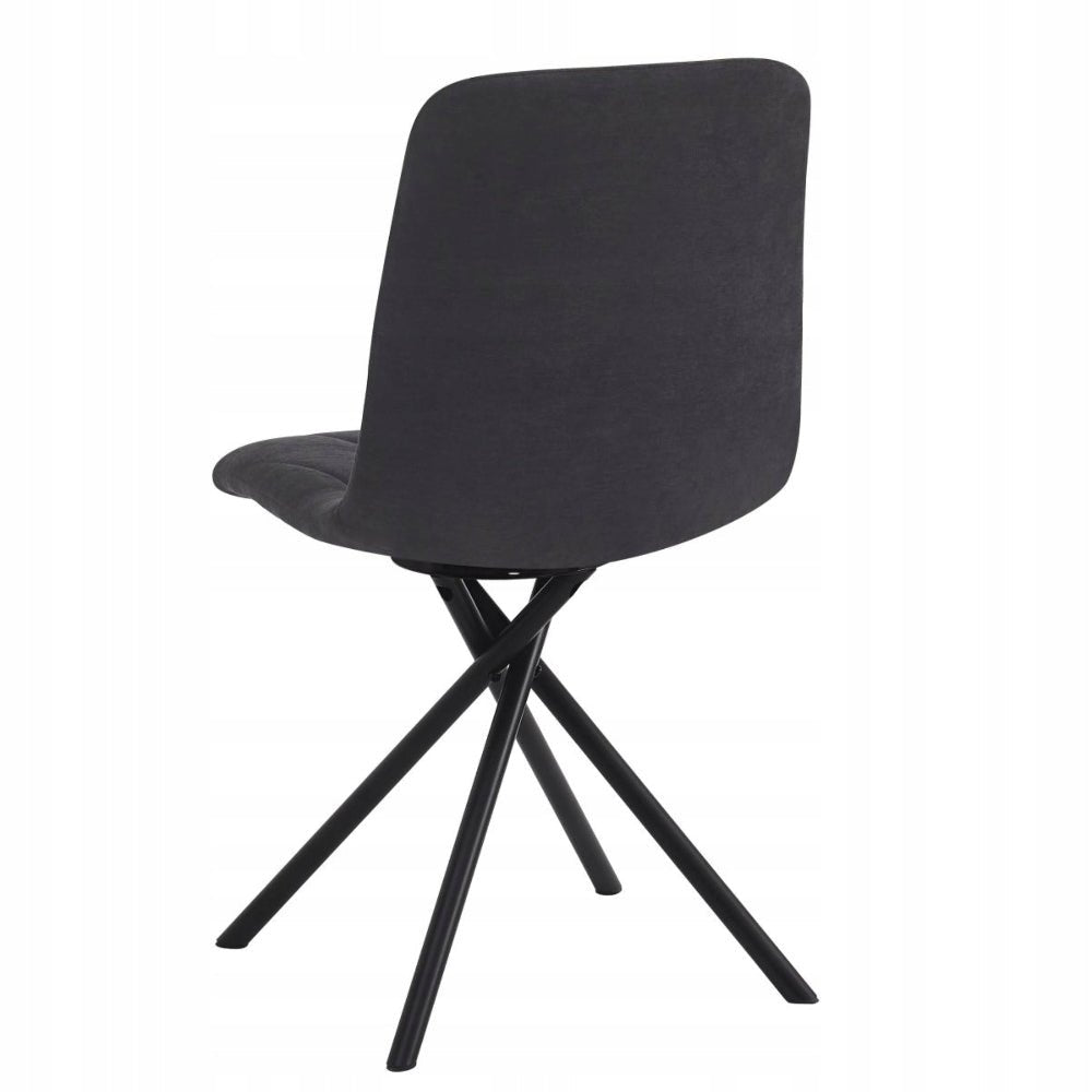 Scaun tapitat rotativ 360°, tesatura neagra/grafit inchis, picioare metalice tip cruce, pentru living si dining 88 cm - Reelken