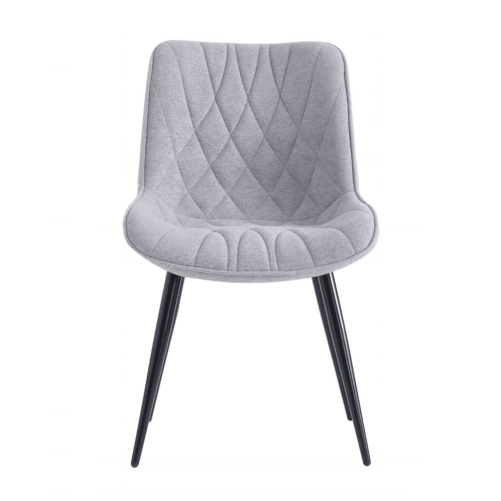 Scaun tapitat tip fotoliu, catifea gri, picioare metalice negre, confortabil pentru living si dining, 83 cm - Reelken