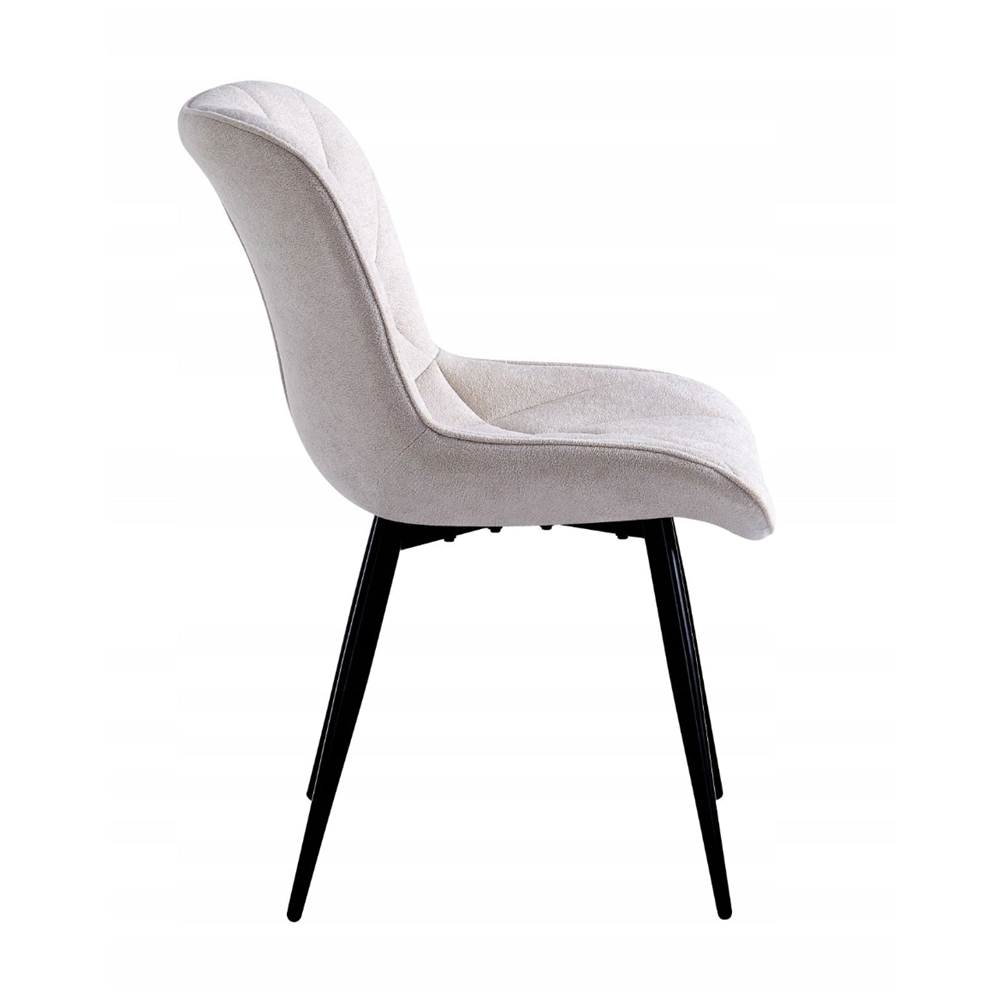 Scaun tapitat bej, tip scoica, loft/modern, tesatura matlasata, picioare metalice negre, 83 cm