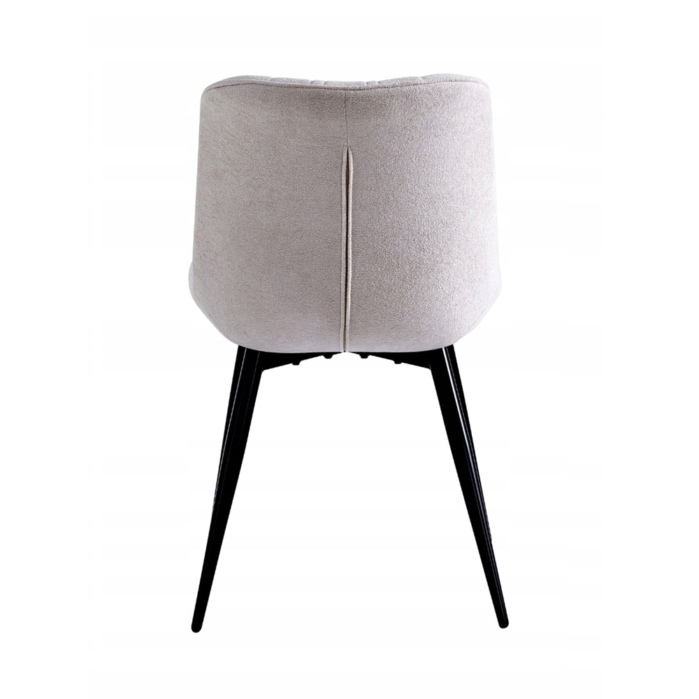 Scaun tapitat bej, tip scoica, loft/modern, tesatura matlasata, picioare metalice negre, 83 cm