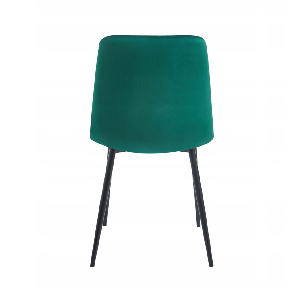 Scaun de dining, tapitat cu catifea velvet culoare verde, picioare metalice negre, stil modern glamour, 87 cm